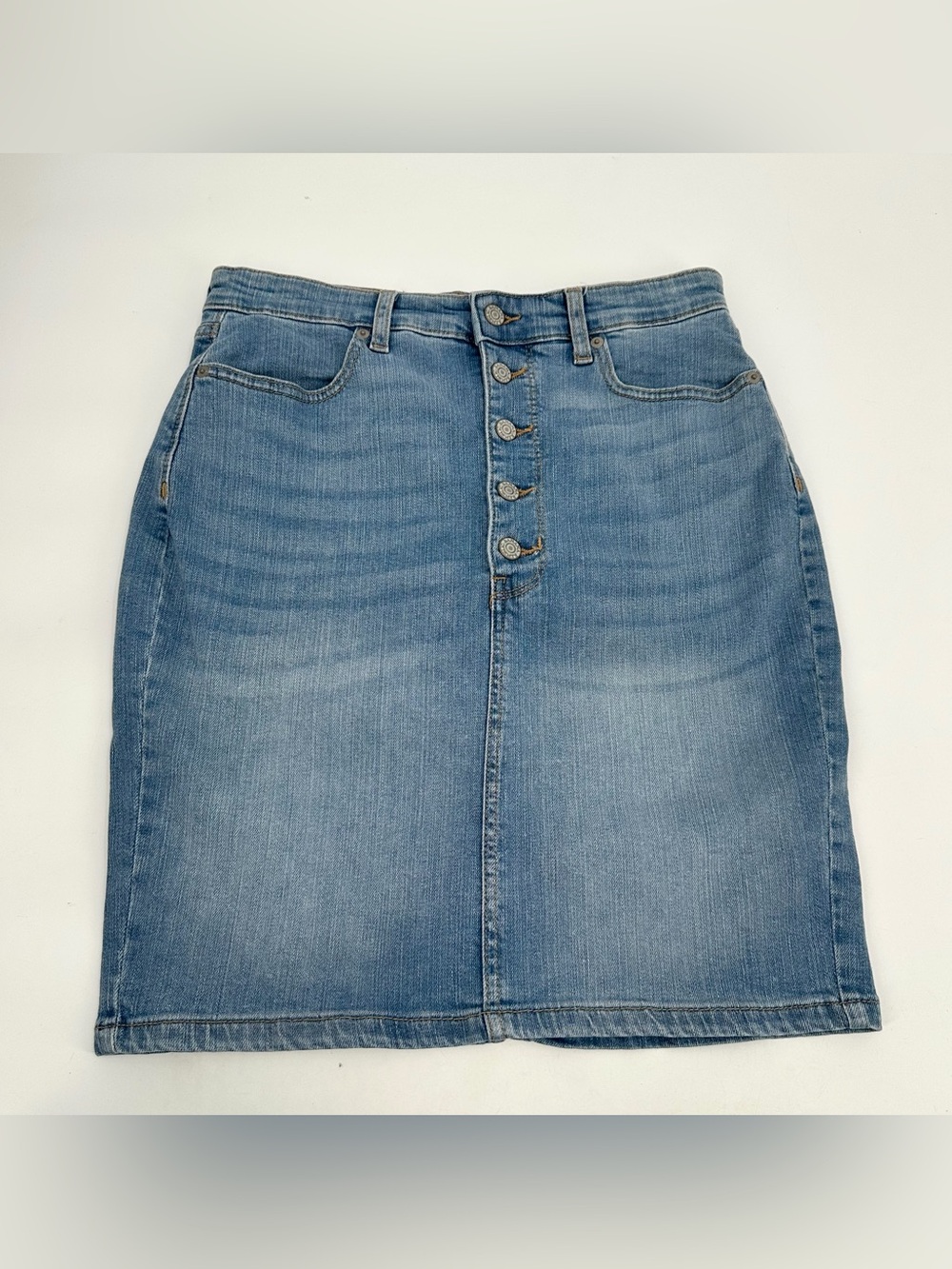 Banana Republic Jean Skirt Womens 6 Blue Denim Button Front Light Wash Western